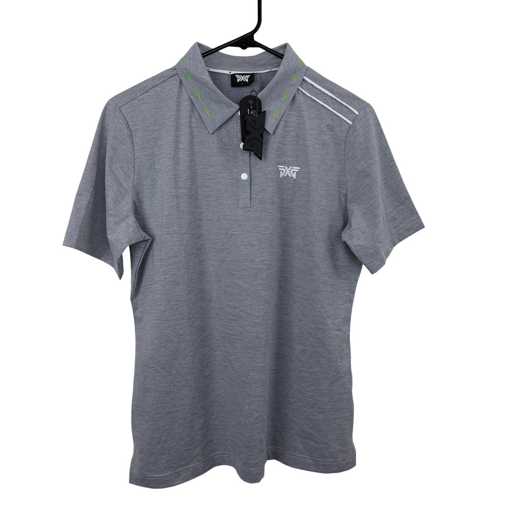 PXG Cactus Collar Polo Womens Large Heather Grey Golf Shirt WS23ATP1-43